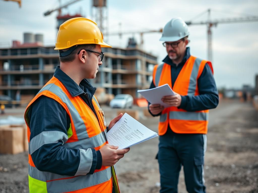 Safety officers carrying out a construction site inspection